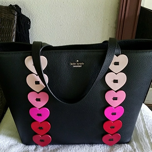Kate Spade Handbags - NWT Kate Spade black leather tote with hearts